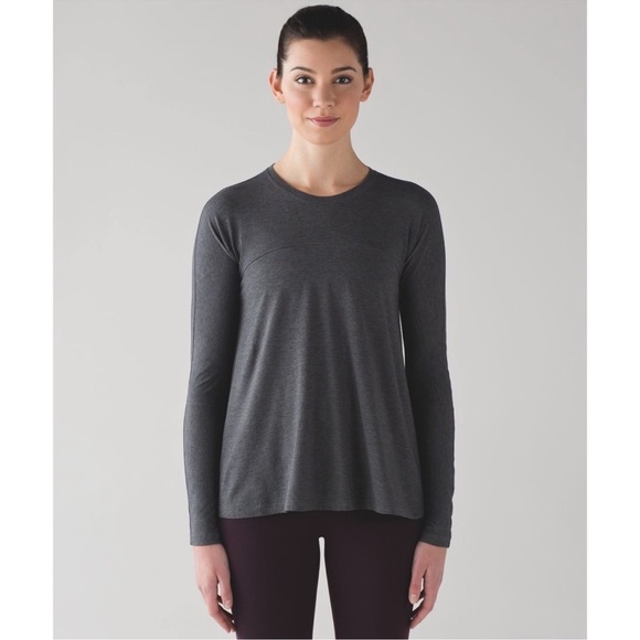 Lululemon Acadia Long Sleeve Pima Cotton Heathered Pitch Gray - Picture 1 of 10